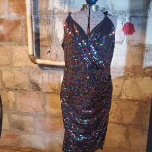 Grace Karin Multicolor Sequin Midi Dress